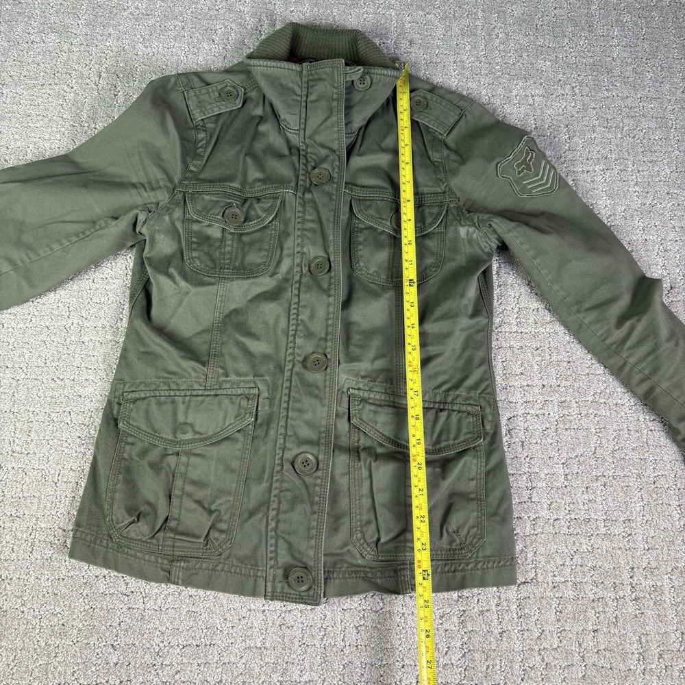 Fox Racing Jacket Military Style Zip & Button Army Green Logo Women's Size Small - Picture 7 of 12